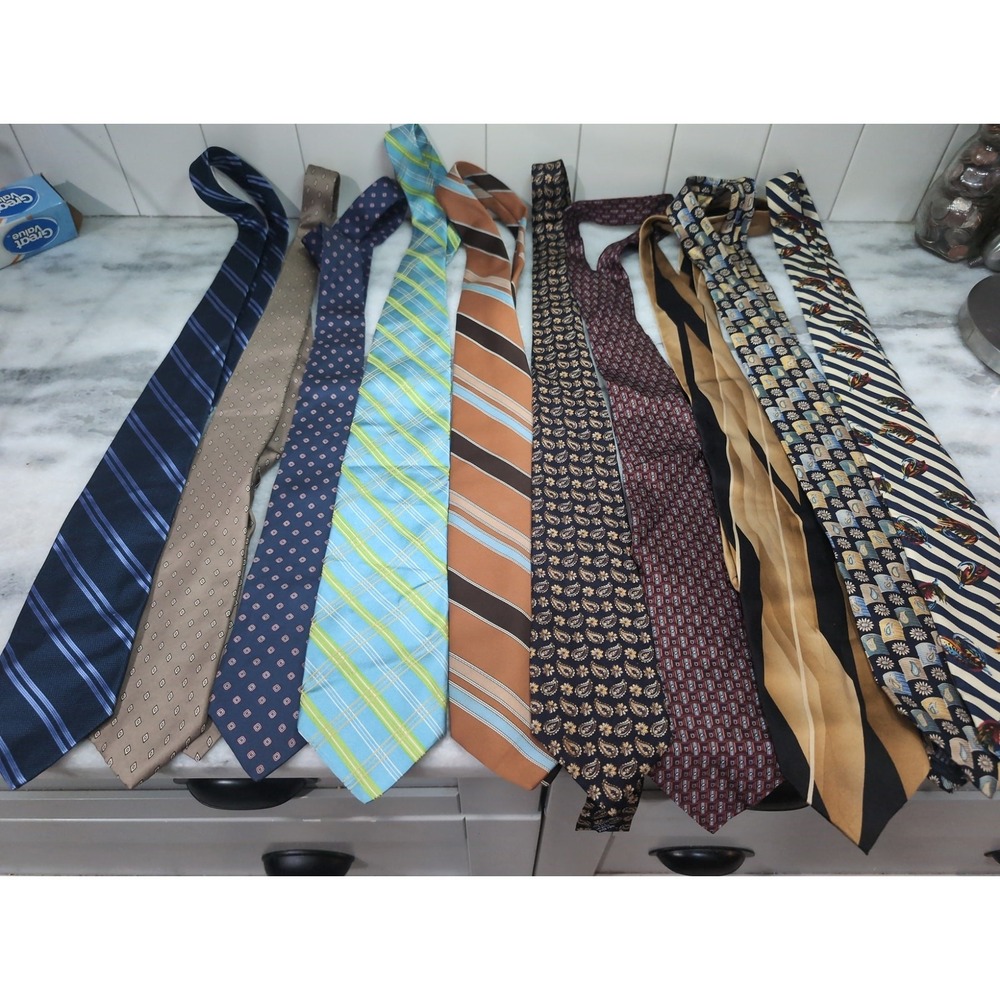 Men's Necktie Bundle, Lands End Stafford Ike Behar Oleg Cassini,‎ Mixed Patterns